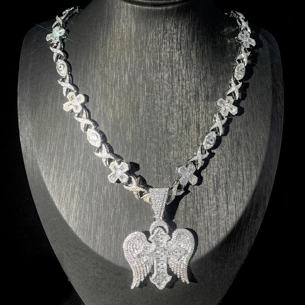 

Hip Hop Men s Pendant Hipster Rap Personality Cross Necklace Versatile Necklace Set Tide 51cm