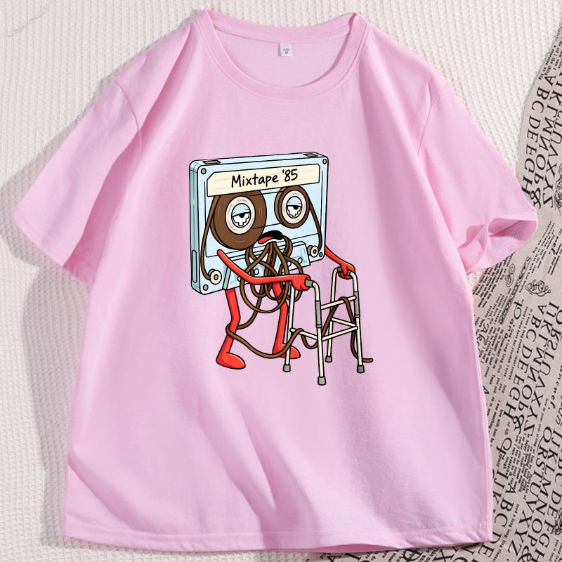 Funny Old Cassette Tape Tshirt Casual Cotton Short Sleeve Round Neck Tshirt Vintage Game Graphic Tees Men Women Clothing