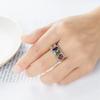 Classic Geometric  Silver Color Stackable Round Multicolor AAA Zircon Rainbow Rings for Women Best Lover Gift