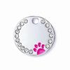 Rhinestone Solid Zinc Alloy Pet ID Tag Crystal Dog Collar Tag Colorful Paw Print Laser Engraved Pet Name Plate for Cats/Dogs