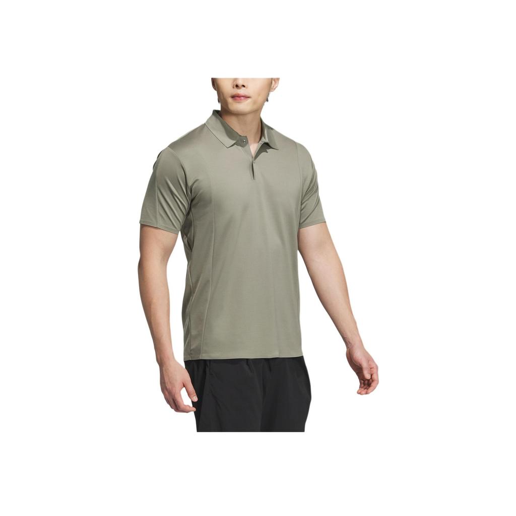 Adidas Pure Color Small Logo Pullover Sports Casual Short Sleeve Polo Shirt Men Tops Taupe JI8702