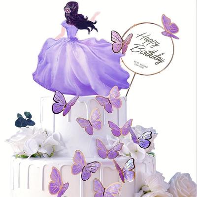 Butterfly Happy Birthday Cake Set - 56 Exquisite Butterfly Decorations and a Premium Metal Gold 'Happy Birthday' Cake Topper for Weddings and Parties