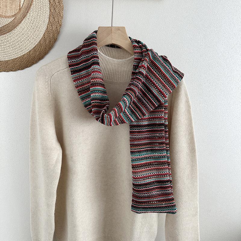 Striped Knitted Scarf for Autumn and Winter New Scarf for Couples