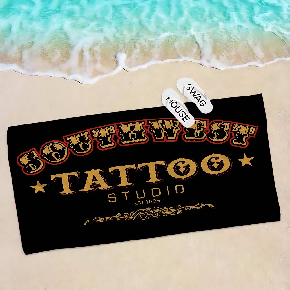 T-Tattoo Shop Microfiber Blanket Quick Drying Beach Towels Oversized Printing Super Absorbent Pool Towel Blanket