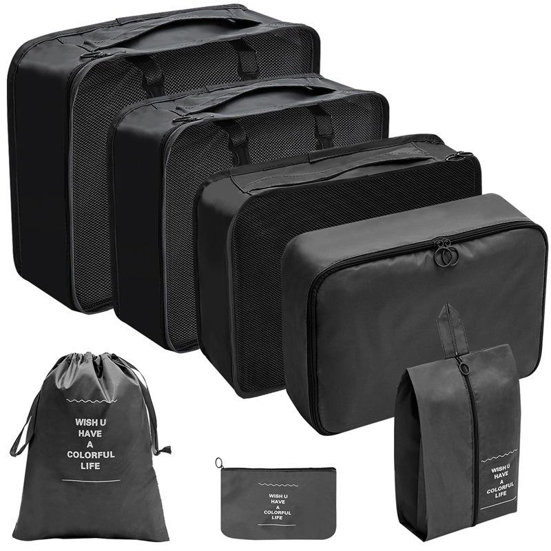Travel Storage Set: Foldable Toiletry, Makeup, Clothes, Shoes, Digital Accessories, and Drawstring Luggage Bags.