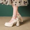 Lackleder High Heels Damen Wasserplateau Flacher Dicker Absatz Mode Einzelne Schuhe Neu Frühling Retro Plateau Mary Jane Schuhe