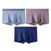 3-Pack Men's Seamless Boxer Briefs - Plain Color Cotton with Mulberry Silk Antibacterial Crotch