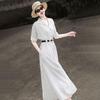 Elegant Striped Cinch-Waist Shirt Dress