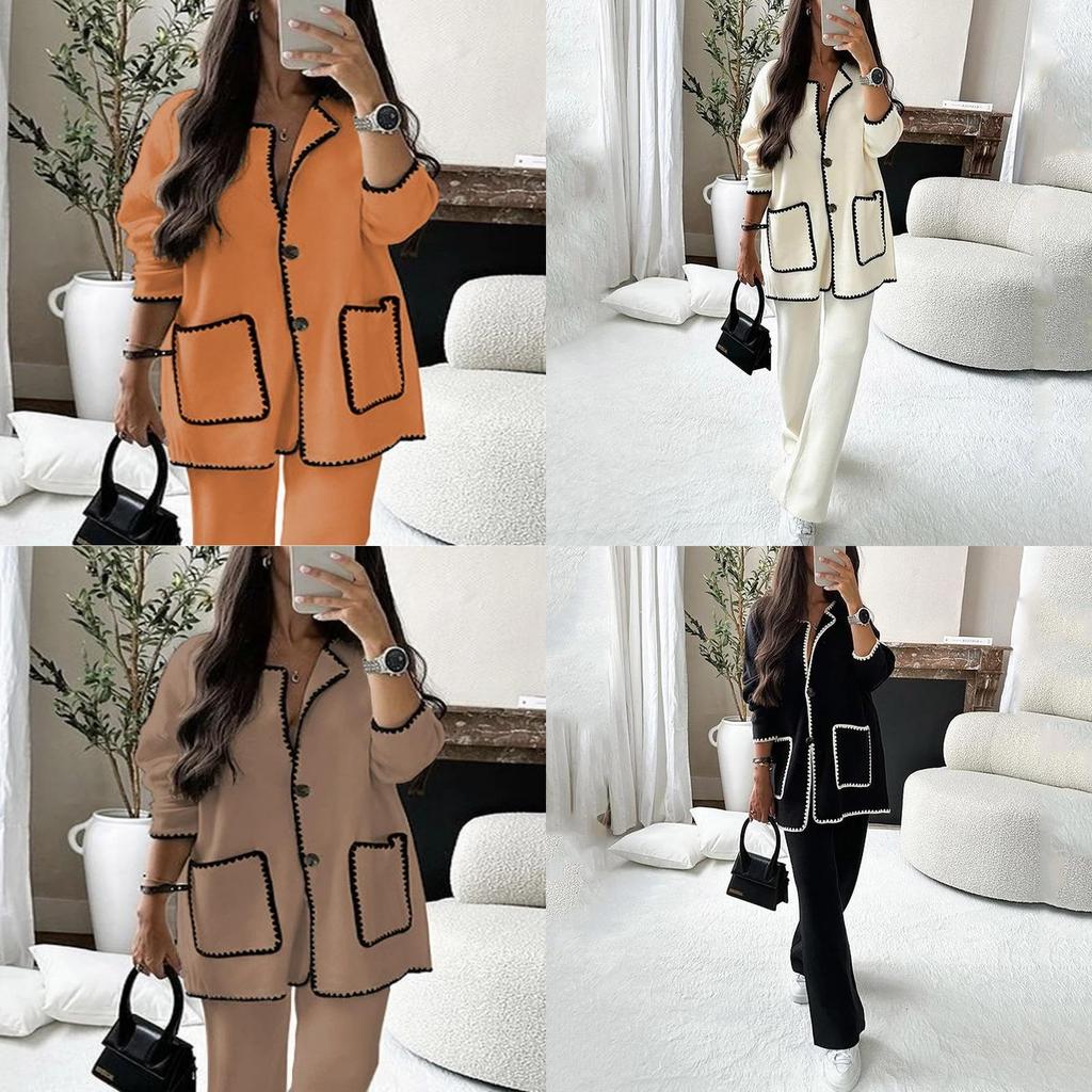 Casual Womens Two Piece Suit With Pockets For Autumn Comfort Wear
