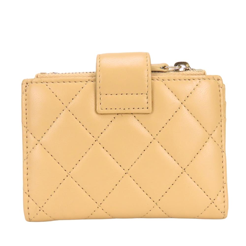 Used CHANEL Coin Case Matrasse Compact Wallet Card Case Lambskin Beige 31 Series