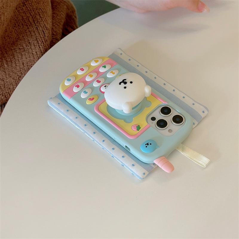 iPhone17promax cute cartoon big brother self-deprecating bear holder apple 16 silicone phone case 15