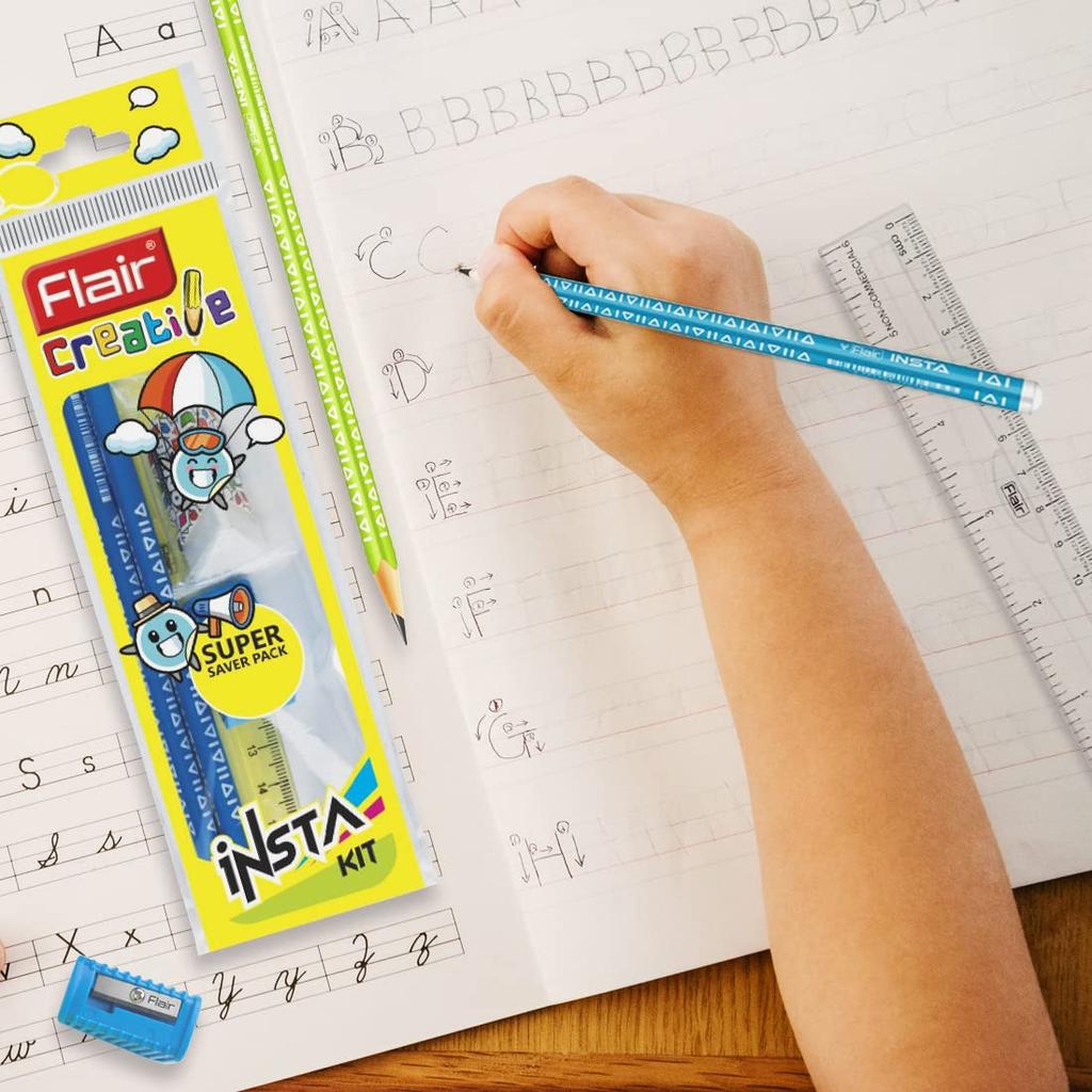Flair Creative Series Insta Smart Kit Pack of 1 Stationery Kit for Kids Drawing Kit with Pencils Scale Eraser Sharpener