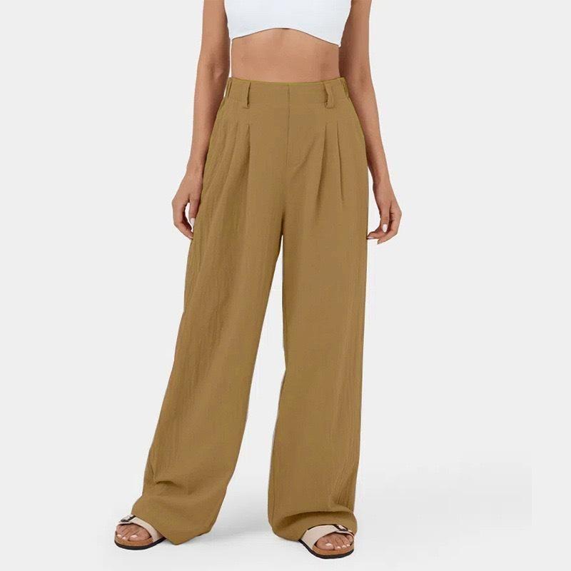 Fashion Loose Plus Size Women Pants New Casual Pleated Elegant Office Long Pants Ladies Woman Solid Color High-waisted Wide-leg Pants Loose Trousers