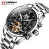 CARNIVAL Luxury Brand Automatic Watches Men Stainless Steel Tourbillon Mechanical Watch Luminous Waterproof Date Clock Reloj