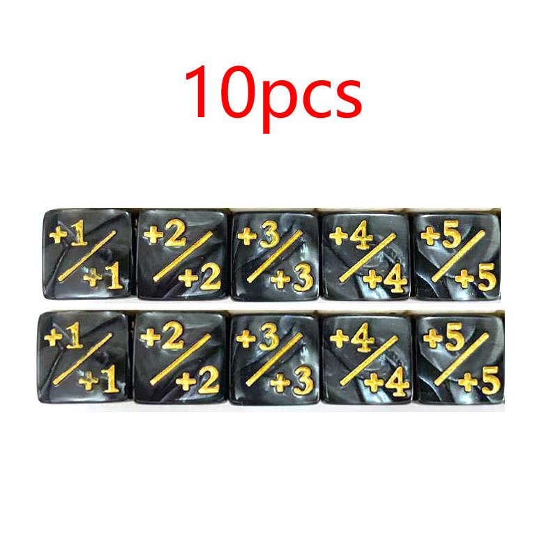 10Pcs 16mm 6 Side Dice Counters +1/1 Counting Dice And Dual Color Positive And Negative Compatible With Card Game Accessories