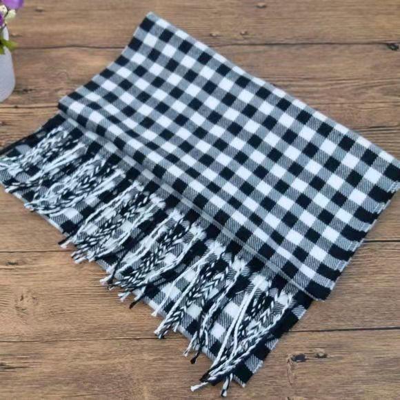 Versatile Lattice Unisex Scarf Autumn And Winter Warm Scarf Student Couple Tassel Shawl