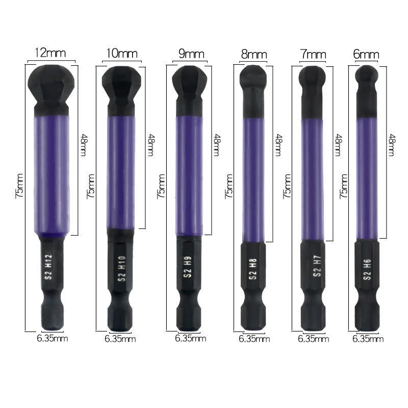 Ball End Hex Screwdriver Bits Set 1/4” Inch Screw Driver Drill Bit Shank Magnetic S2 Steel 65/100mm Ratchet Wrench Hand Tools