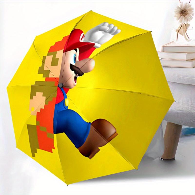 1PC Mario Platformer Auto Open/Close Cute Umbrella - Compact Travel Umbrella, 8-Rib Heavy-Duty Construction, Ideal Gift a0828173