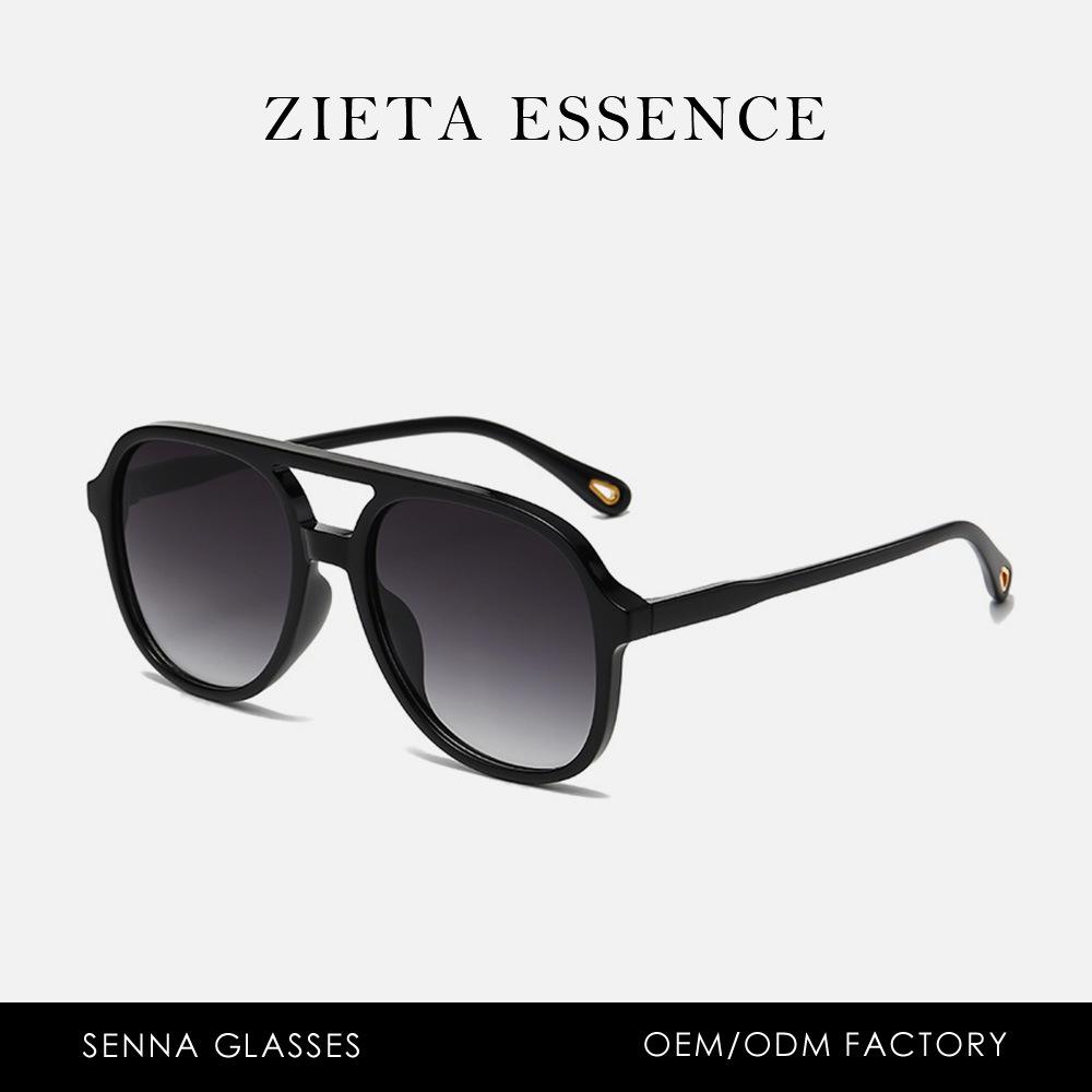 Double Beam Large Frame Polarized Sunglasses Retro Pilot Plain Literary Street Sunglasses