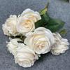 9 Heads Rose Bouquet Retro Style Realistic Design Simulated Flowers Multi Head Colorful Blooms Wedding Decoration