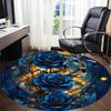 1pc Blue Roses Stained Glass Office Round Area Rug, Indoor Mat Suitable ForOffice, Under Office Chairs Bedroom Living Room Home Decor, Room Deco,  N63