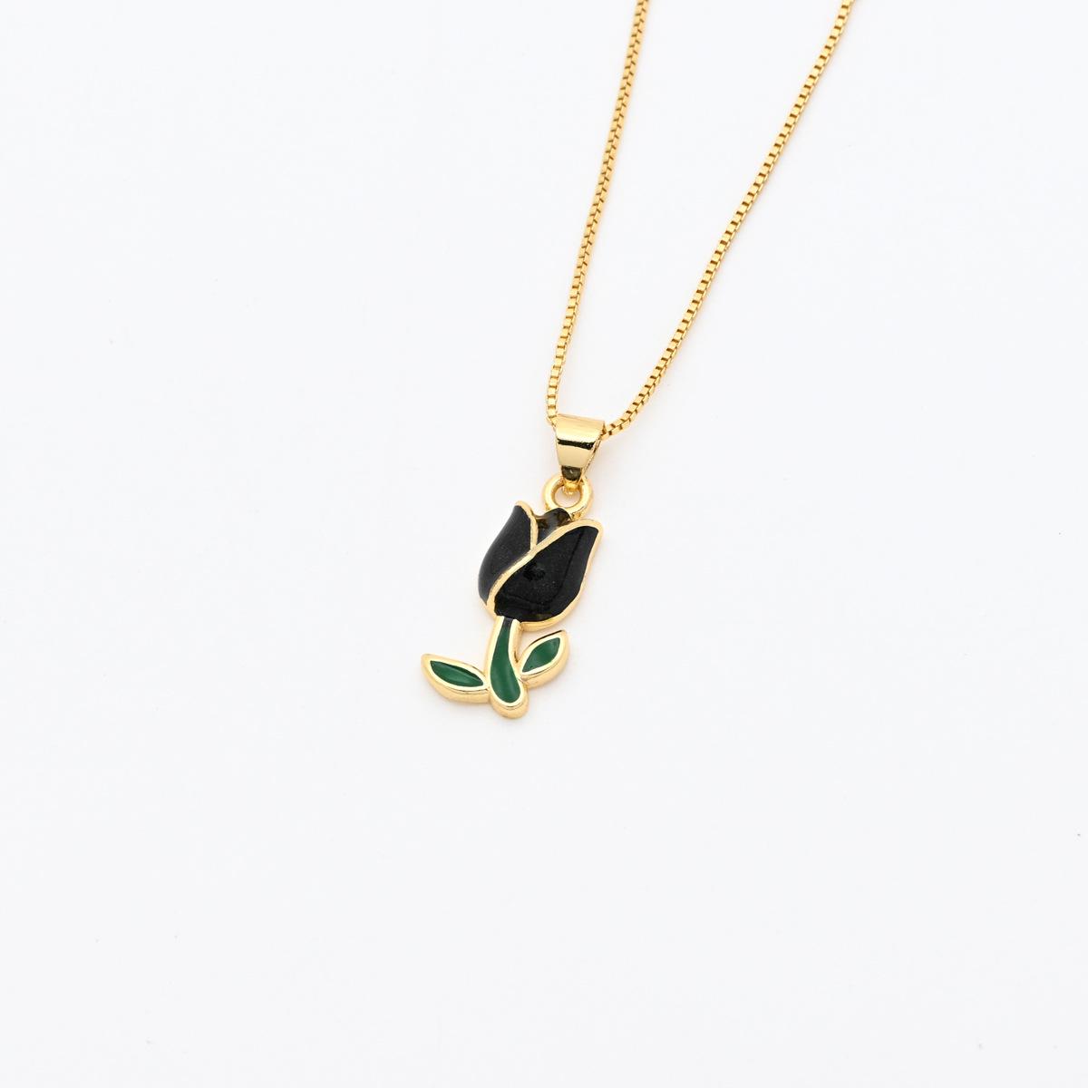 Popular Tulip Pendant Necklace with Colorful Drip Oil Design for Women Pendant Only