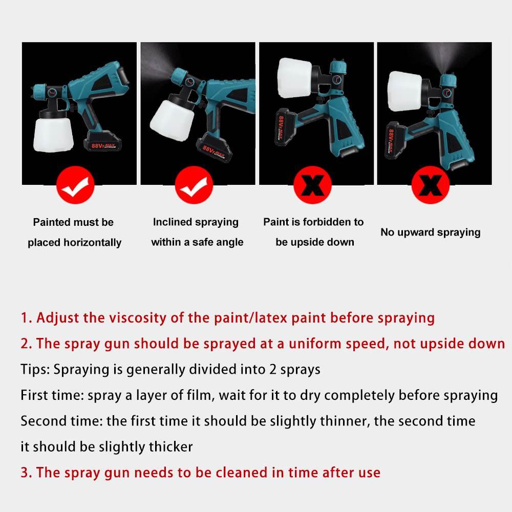 1 Set 1000ML Cordless Electric Spray Gun Airbrush Paint Sprayer For 18V Battery