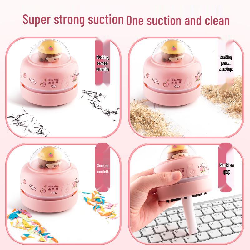 Electric Desktop Vacuum Cleaner for Pencil and Eraser Shavings: Ideal for Students and Keyboard Dusting.