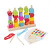 Montessori Wooden Beads Sequencing Toy Stacking Blocks & Lacing Beads & Matching Shape Stacker Montessori Learning Toys Gifts