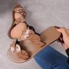 Lightweight Slippers Women's Outer Wear Summer Casual Flat Bottom Soft Bottom Rivets Open Toe Word with Cool Slippers Women
