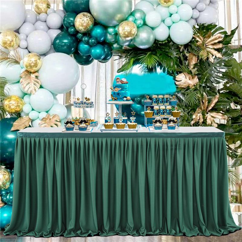 Table Skirt Thickened Anti-wrinkle Polyester Fiber Polyester Cloth Wrinkled Table Skirt Birthday Party Decoration Dessert Table