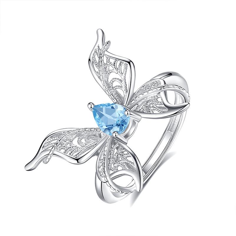 Natural Garnet 4x6mm Pear Ring 925 Sterling Silver Butterfly Style Fashion Crystal Stone Topaz Jewelry Women's Jewelry