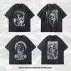Heavy Cotton Short-Sleeved T-Shirt American Vintage Retro Trendy Brand Printing Washed Old Half-Sleeved Top Men