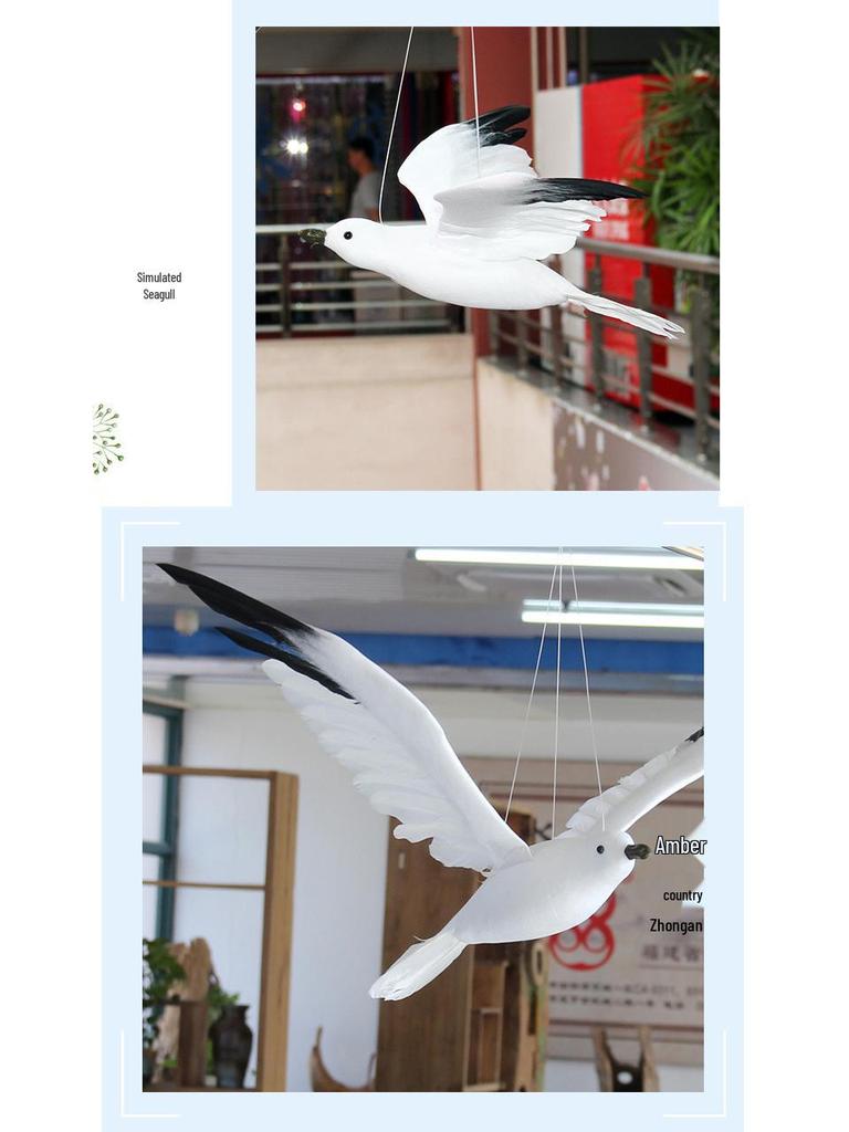 Miniature Seagull Feather Sculpture: Bird-Themed Forest Style Decor for Gardens, Homes, Scenic Displays, and Mall Layouts