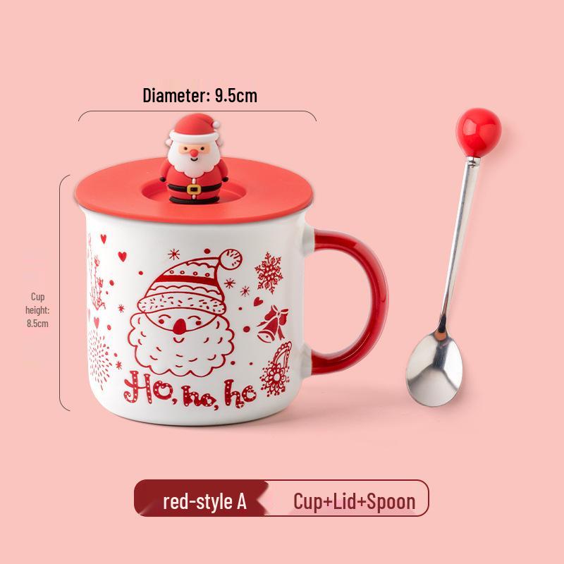 Personalized Christmas Ceramic Mug with Lid and Spoon - Creative Cartoon Design, Perfect for Halloween Gifts