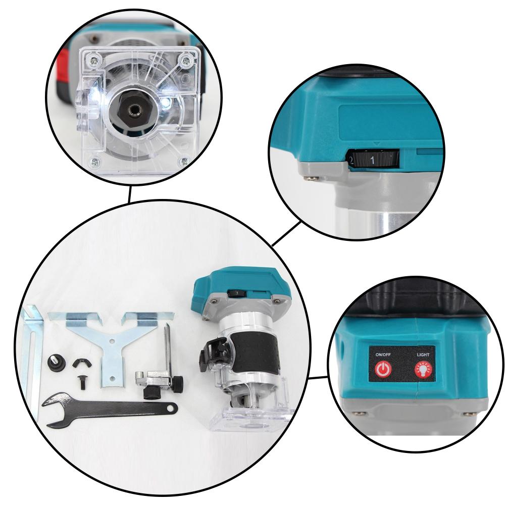 Mamidw Brushless Cordless Router Trimmer Milling Engraving Machine for Makita 18V Battery Woodworking DIY Tool
