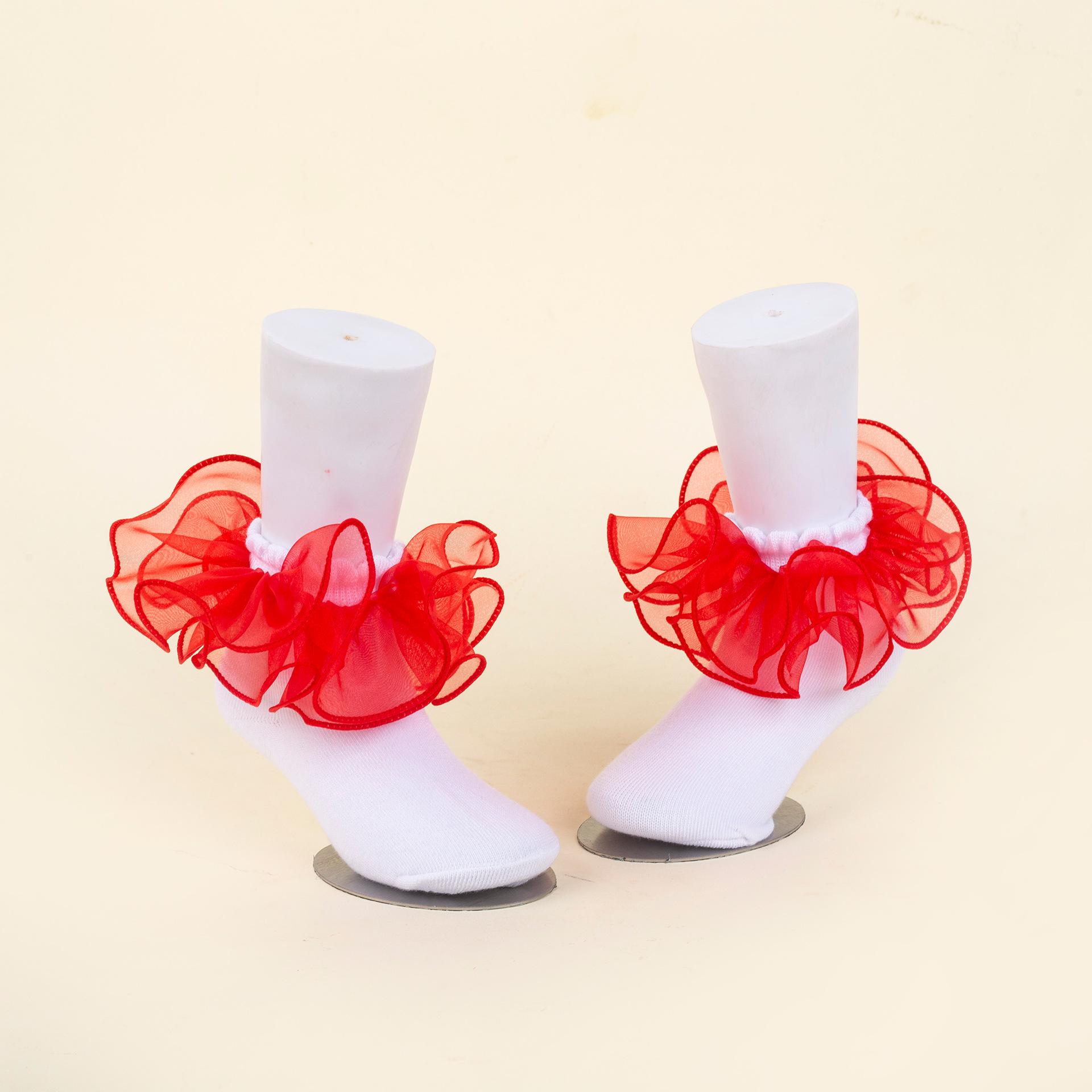 Lace Trim Breathable Princess Socks for Kids - All-Season Girls Dance Performance Socks