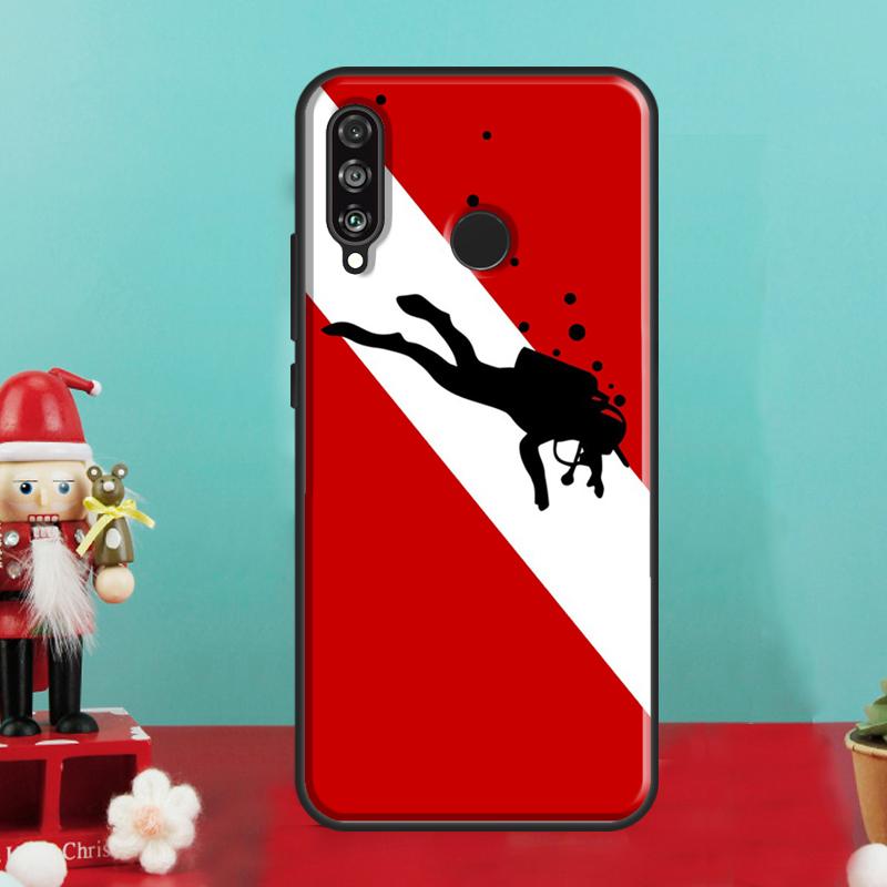 Diver Down Scuba Flag For Huawei Nova 10 9 SE 12i 12s 11i 8i Y90 Y60 Y70 Y72 Y73 Y61 Y91 P30 P40 Lite P60 Pro Case