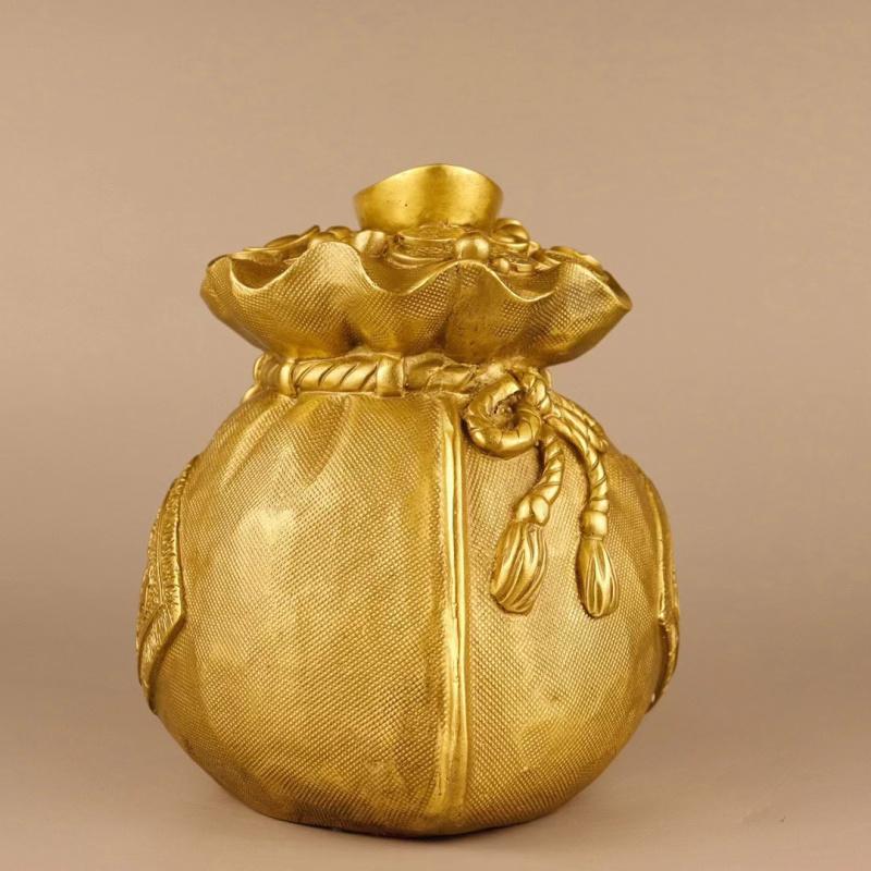 Copper Gold Money Bag Decoration Storage Piggy Bank Living Room Wine TV Cabinet Hallway Craft Ornament Creative Gift Sav