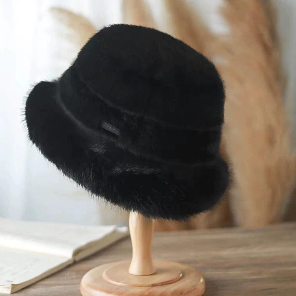 Winter Big Head Waist with Plush Fisherman's Hat Ear Protection Korean Edition Thickened Warm Plush Bucket Hat