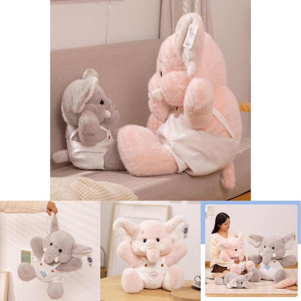 Cute Elephant Plush Stuffed Animals In Pink And Gray Ideal For Baby Comforting Dolls
