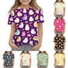 Kids Animal Print Crew Neck Short Sleeve Casual Loose Fit T Shirt Top Soft Comfortable Fabric Suitable for Everyday Wear