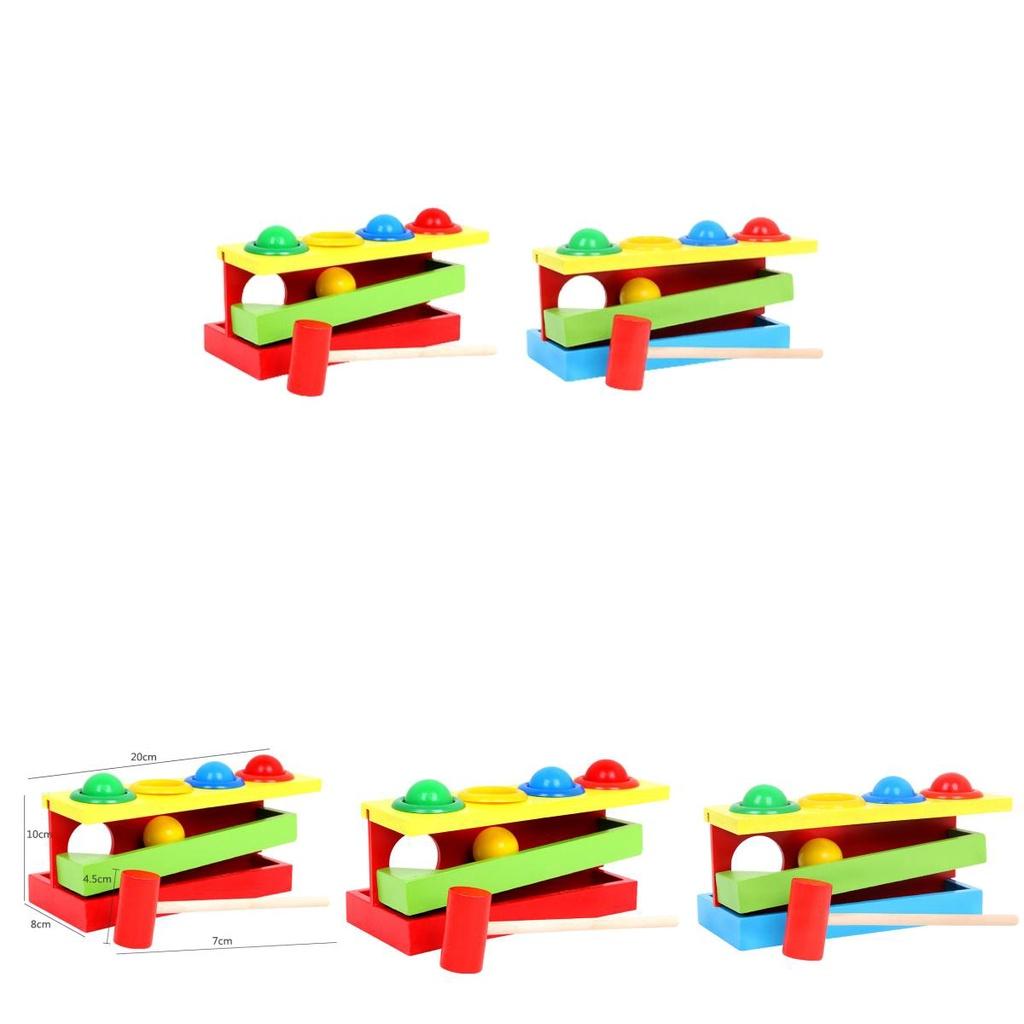 Wooden Toddler Color Matching Hammering Toy Interactive Ball Game For 1-2-3 Year Olds