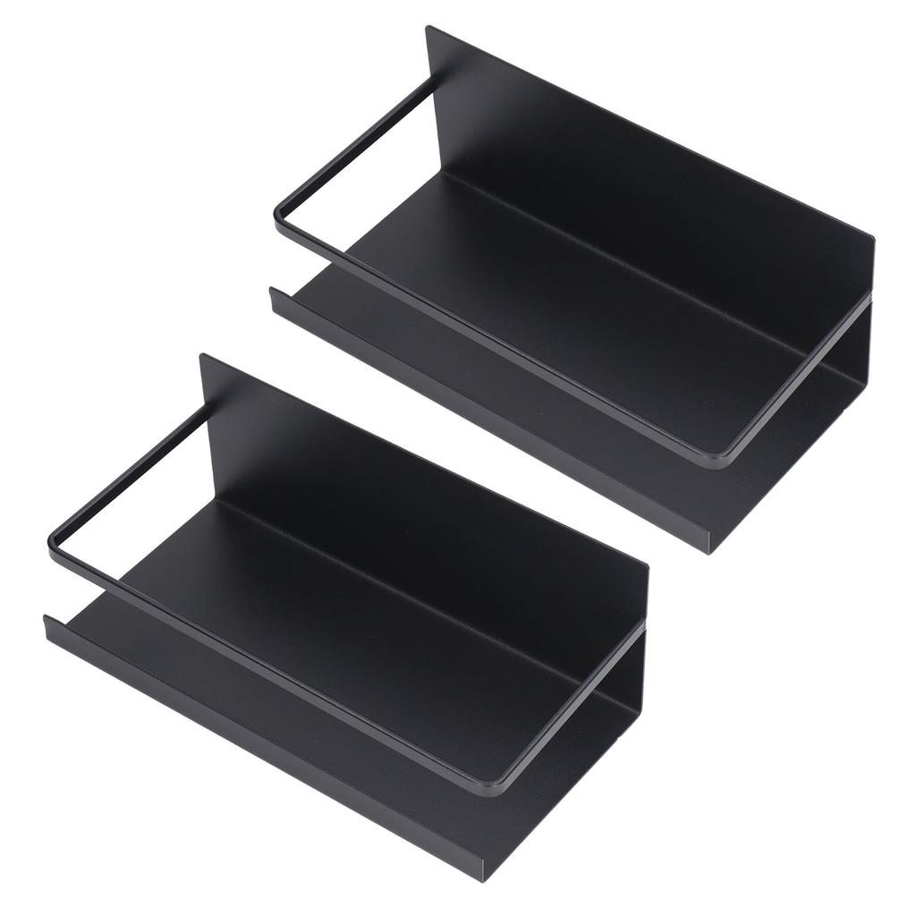 2Pcs Magnetic Spice Rack Space Saving Iron Fridge Shelf with 4 Removable Hooks for Spices Bottle