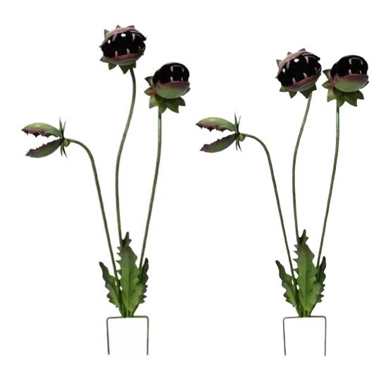 Metal Carnivorous Plant Garden Stake Handmade Rainproof Yard Sculpture for Flower Beds Patios Planters Rustproof Unique Quirky Garden Gift