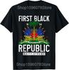 Lustiges Haiti Haitianische Flagge Karibik Souvenir T-Shirts Baumwolle Humor Streetwear T-Shirt Kurzarm Unisex Lockere Kleidung