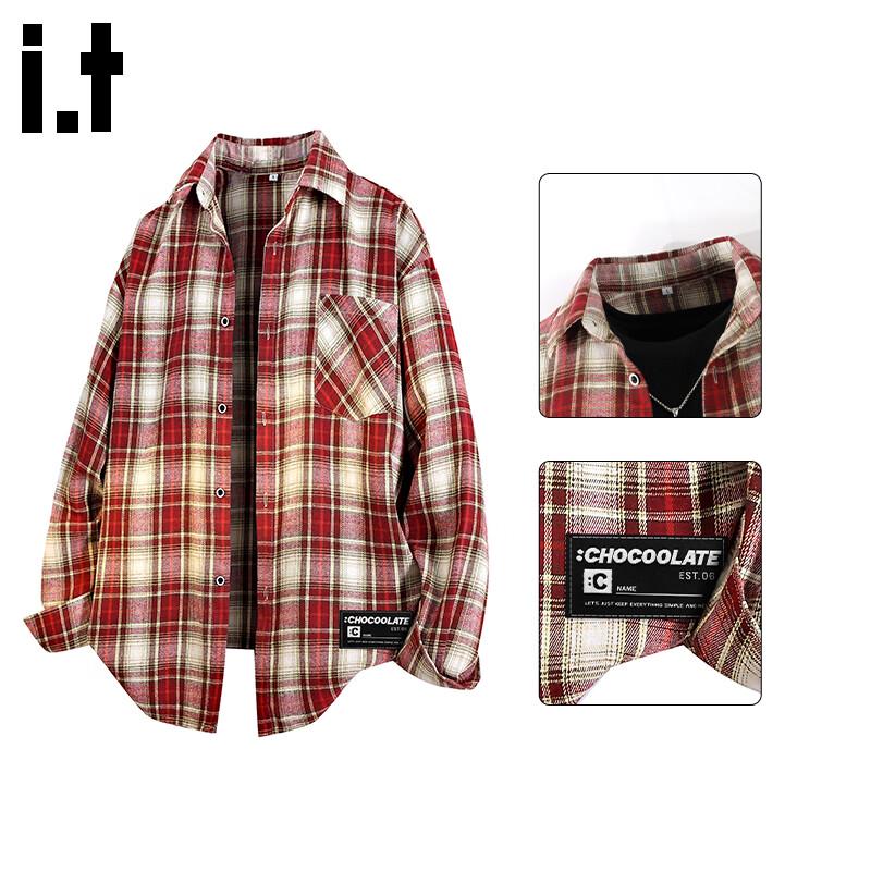 Men's Japanese Style Plaid Long-Sleeve Shirt