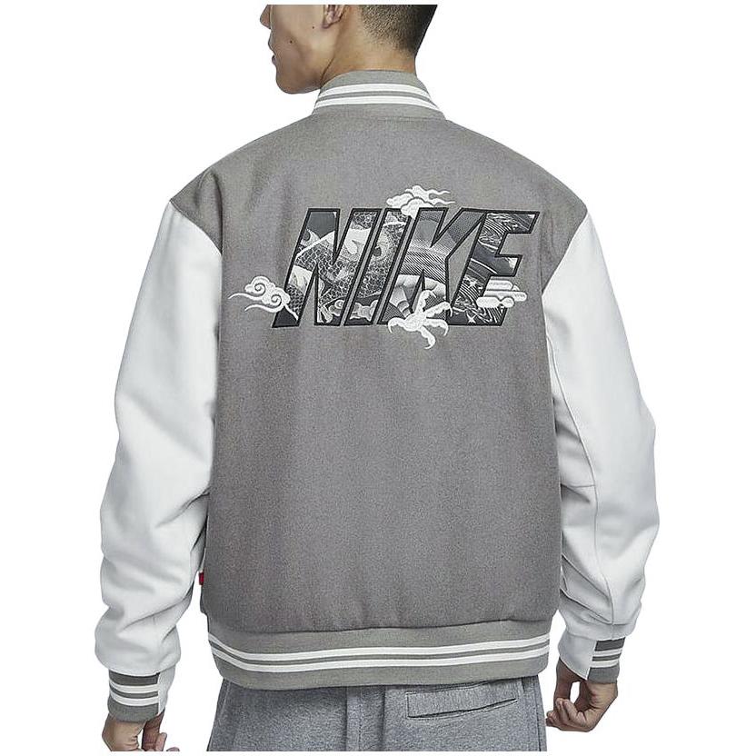 Nike Alphabet Print Sports Casual Comfort Woven Jacket Men Jackets Gray FZ6372-029
