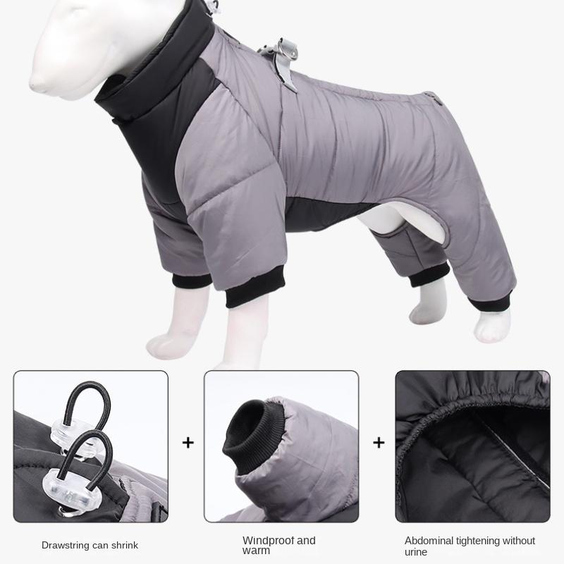 Dog Jacket Warm In Autumn and Winter Cover Belly Pet Cotton-padded Reflective Padded Dog Cotton-padded Jacket Outdoor Waterproof Clothing.