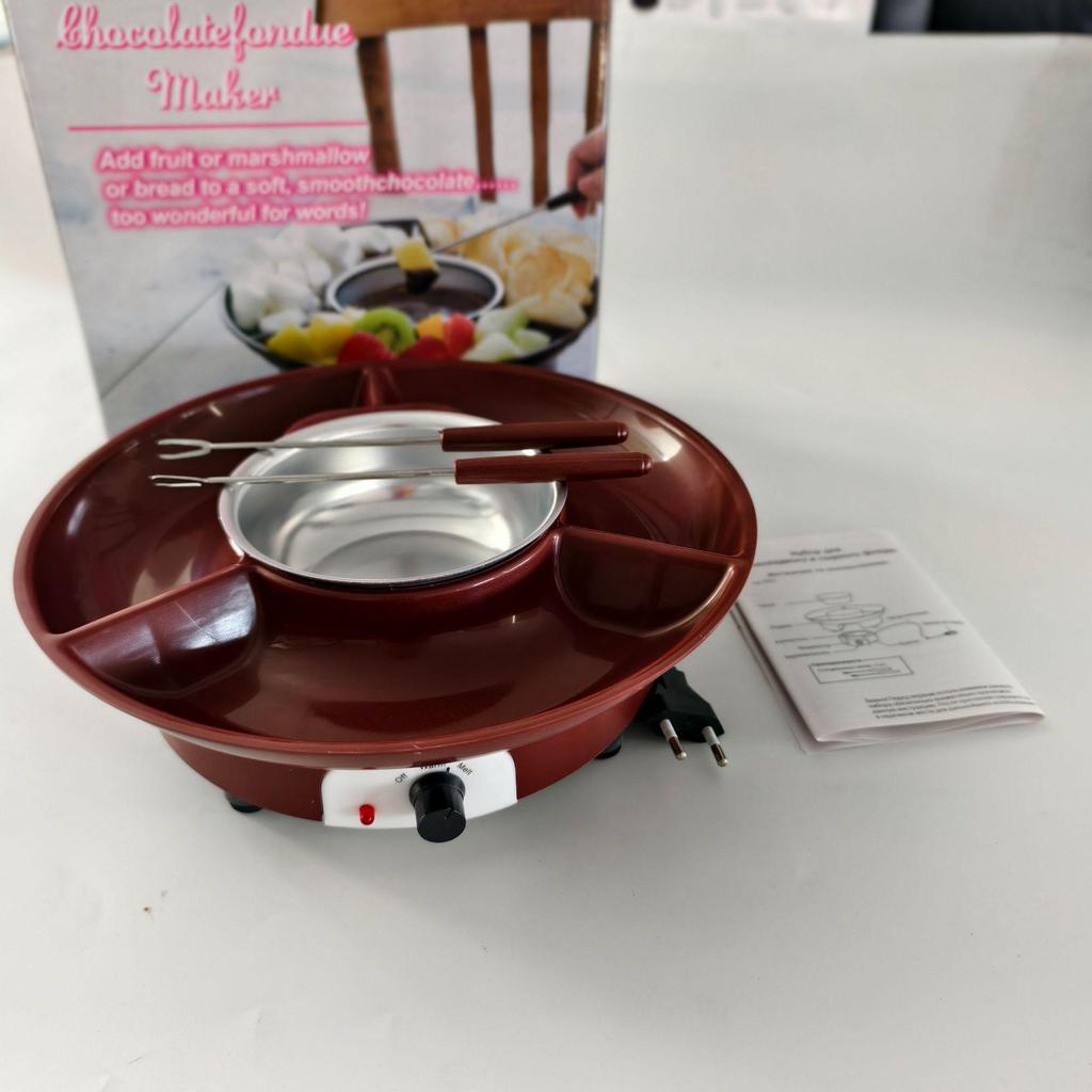 Electric Hot Chocolate & Cheese Fondue DIY Set with Qiaolezi Crispy Cheese Melting Pot
